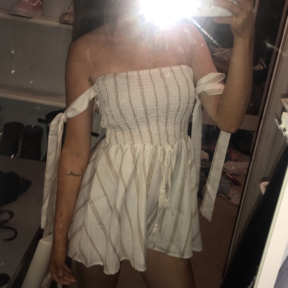 NWT White striped romper